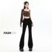 Women's Clothing Flared Jeans High Waist Vintage Denim Pants Slim Fit Retro Bootcut Style For Petite & Tall_mkmklike.com