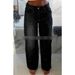 Distressed High-Rise Jeans With Rhinestone Details - Relaxed Fit Straight Leg Denim Pants For Women_mkmklike.com