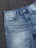 Men's Clothing Vintage Washed Distressed Cat Whisker Micro Flare Jeans In Ice Blue - High Waisted Cotton Denim Pants For Women & Men_mkmklike.com