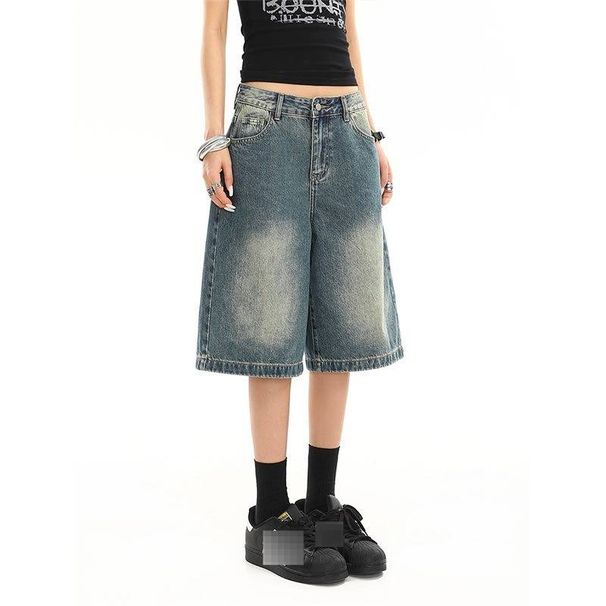 Women’s Loose Wide-Leg Denim Shorts – Vintage Washed, High Waist, 5-Inch Inseam, Casual & Retro Style (XS-4XL)_mkmklike.com