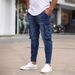 Men's Multi-Pocket Stretch Jeans - Slim Fit Workwear Denim Pants With Zipper Details (Black/Blue, S-XXXL)_mkmklike.com