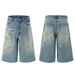 Men's Clothing Men's Wear Summer American Retro Graffiti Ink Splashed Seven Point Jeans Men's And Women's Trendy Silhouette Casual Shorts_mkmklike.com