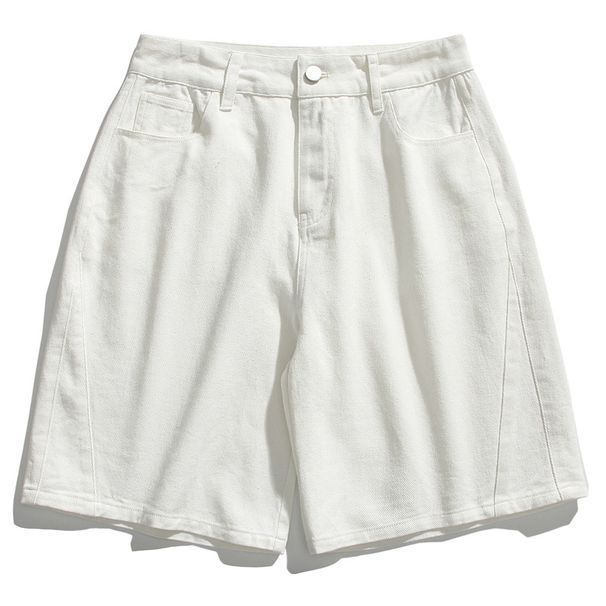 Men's Clothing Retro Hip Hop Old Washed White Denim Shorts Men's Trendy Street Loose Casual Shorts_mkmklike.com