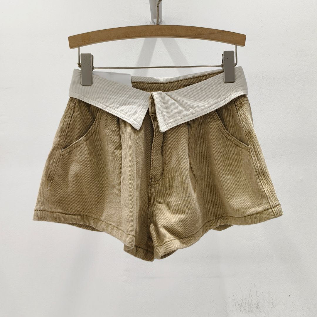 Women's Clothing Design sense of color cuffed denim shorts women_mkmklike.com