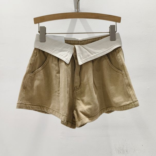 Women's Clothing Design sense of color cuffed denim shorts women_mkmklike.com