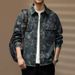 Men's Spring And Autumn American Style Workwear Jacket With Jacquard, High-End Loose Fit, Turn-Down Collar, Long Sleeve,_mkmklike.com
