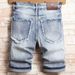 Men's Clothing Men's Trendy Retro Distressed Denim Shorts Mid-Length Ripped Patched Casual Straight Leg Five Point Pants For Summer_mkmklike.com
