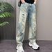 Men's Distressed Light Wash Denim Jeans – Vintage High Street Straight-Leg Pants With Ripped Details (Blue, Sizes 28-36)_mkmklike.com