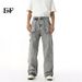 EF JEANS | 2025 Spring New Retro Washed Tooling Straight Pants Men's And Women's Same Snowflake Denim Trousers_mkmklike.com