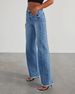 K New Loose Wide Leg Side Seam Splicing, Brushed Hem Denim Jeans For Women_mkmklike.com