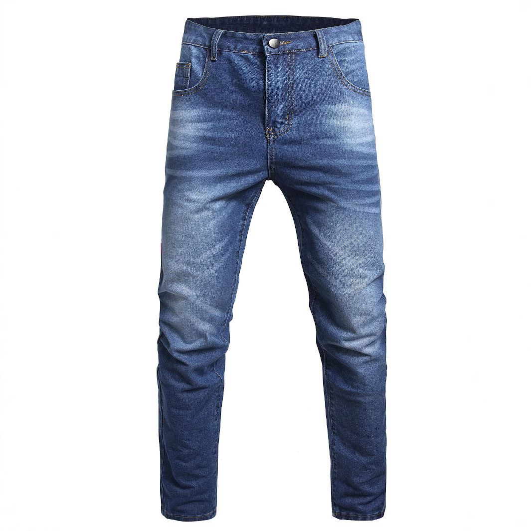 Men's Straight Leg Distressed Denim Jeans – Classic Blue Non-Stretch Cotton Pants (28-40, Mid-Rise Washed For Urban Street Style)_mkmklike.com