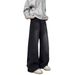 Men's Washed Distressed Patchwork Jeans - High Street Baggy Wide Leg Pants With Vintage Wash For Urban Streetwear_mkmklike.com