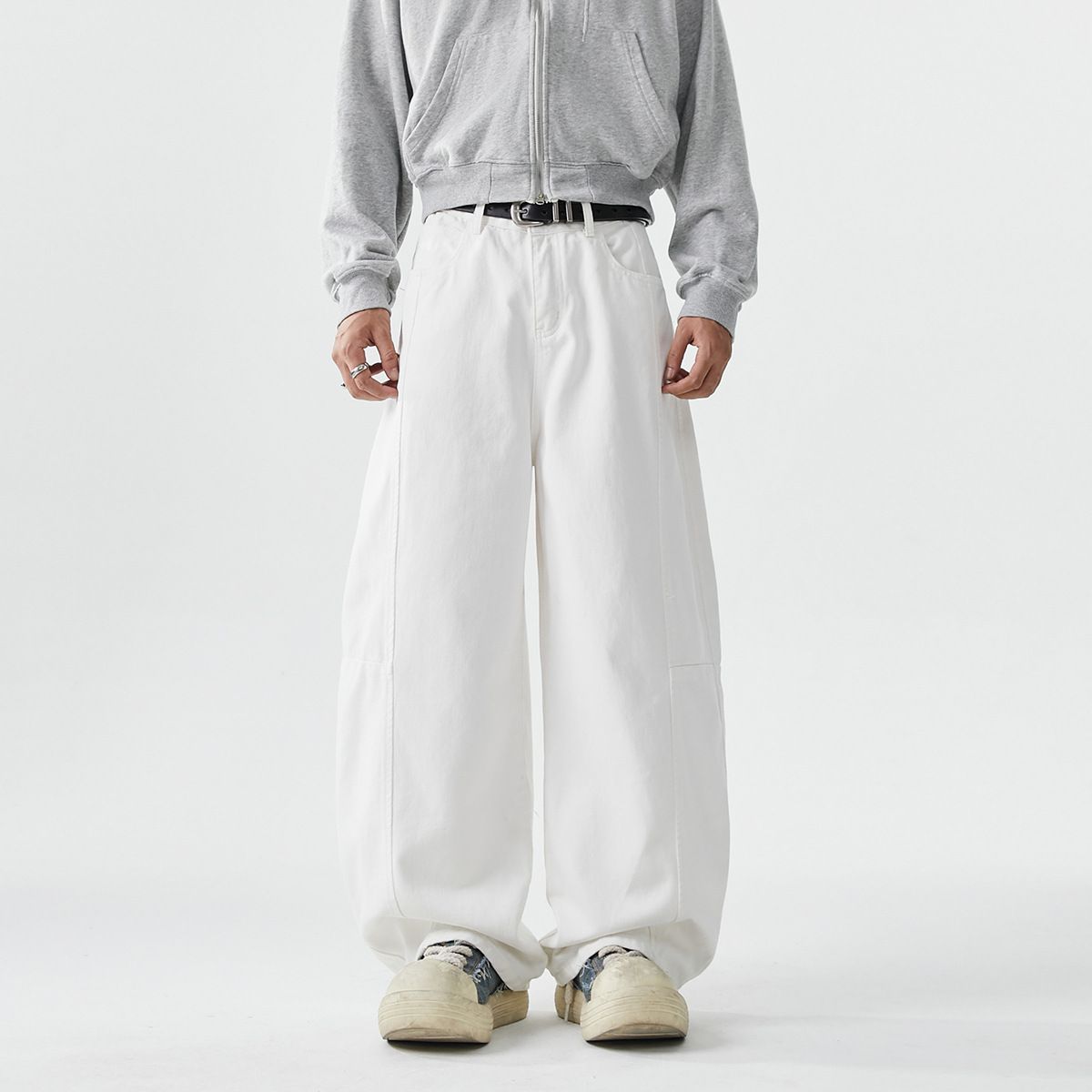 Men's Clothing Niche Vertical Stitching Silhouette Jeans Paris Style Daddy Pants_mkmklike.com