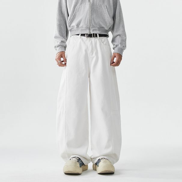 Men's Clothing Niche Vertical Stitching Silhouette Jeans Paris Style Daddy Pants_mkmklike.com