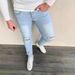 Summer New Men's Slim Fit Ripped Jeans Light Blue Mid Waist Casual Long Pants Cotton Standard Thickness Zipper Fly Slight Stretch_mkmklike.com