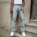 Men's Vintage Distressed Flared Jeans | Retro High Street Style With Chain Detail | Slim Straight Fit For Urban Fashion_mkmklike.com