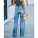 Women’s Clothing mid waist straight leg mopping floor washing ripped and torn denim trousers for women_mkmklike.com