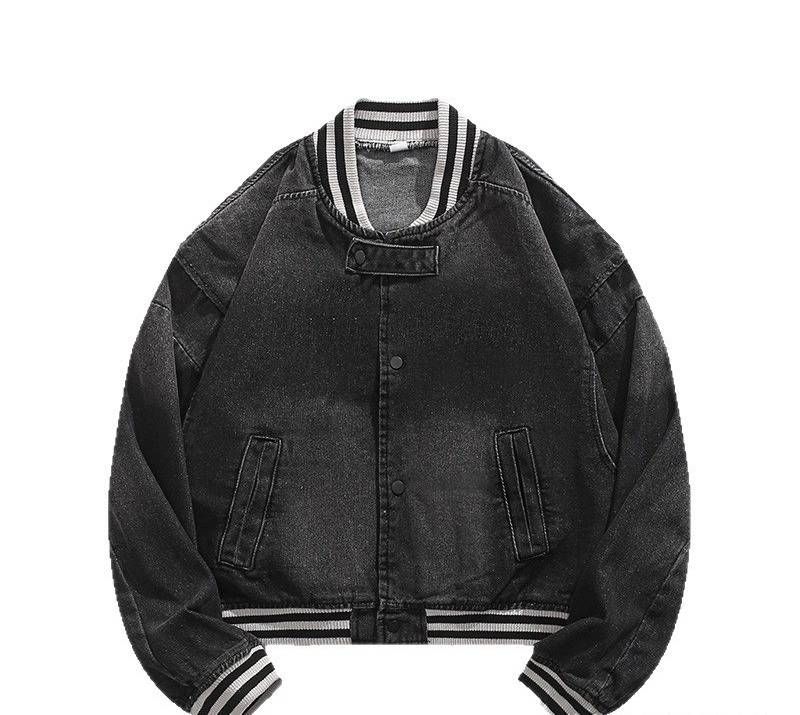 Vintage Washed Denim Baseball Jacket – American Retro Loose Fit (Blue/Black, Sizes M-XXXL)_mkmklike.com