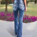 Women's Clothing New Fashion Versatile Elastic Slim Embroidered Flared Jeans_mkmklike.com