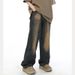 American Straight Leg Casual Jeans Men's High Street Trendy Brand Washed And Worn Long Pants_mkmklike.com