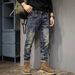 Men's Trendy Retro Ripped Jeans Slim Fit Stretch Casual Pants Cool American Style Long Trousers for Autumn/Winter_mkmklike.com