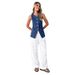 Women's Sleeveless High Waist Denim Vest - Casual Chic Button Front Vest For Spring & Summer_mkmklike.com