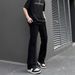Cleanfit Men's Flared Jeans American Style Versatile Black Stretchy Slim Fit Curved Edges_mkmklike.com
