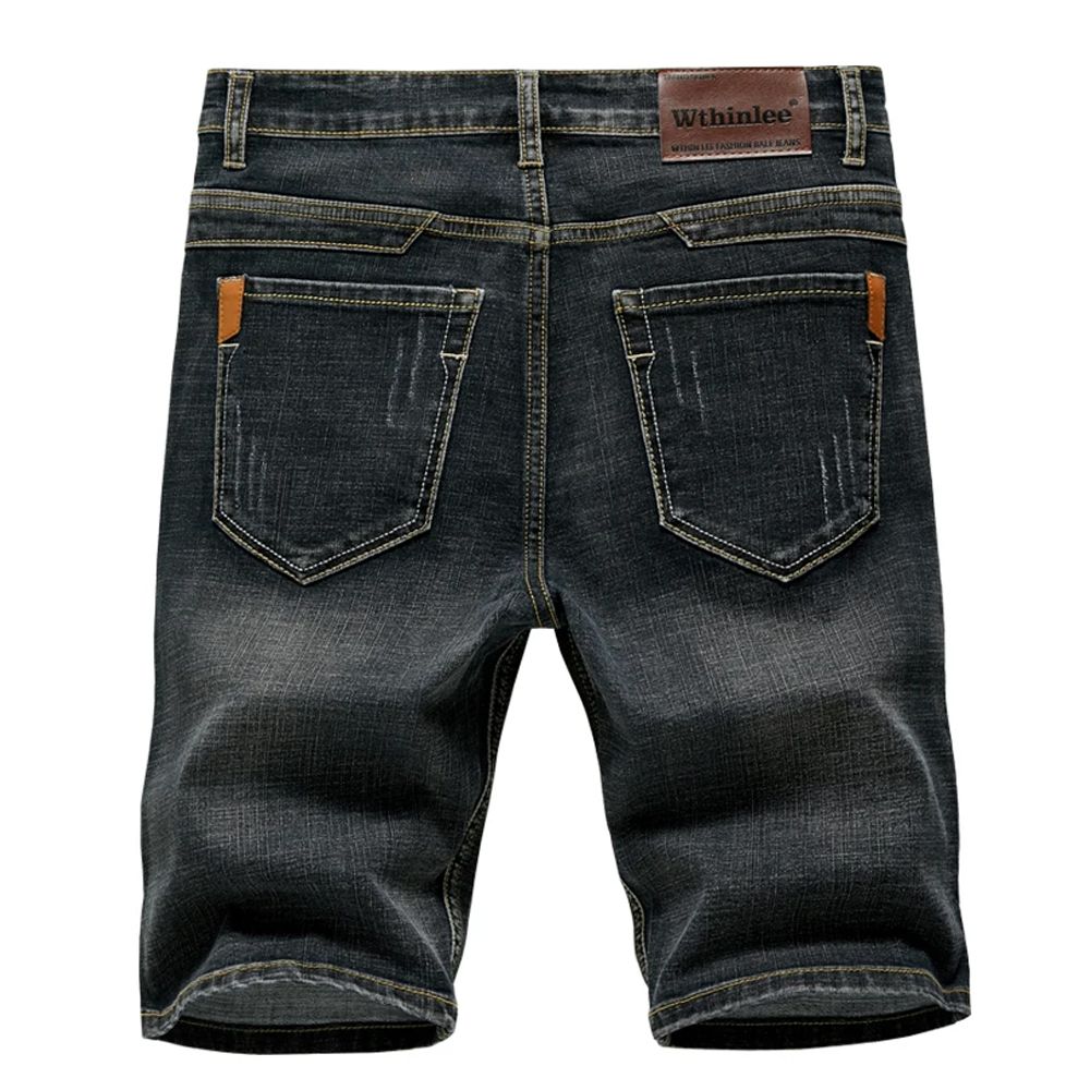 2025 Summer Classic Shorts Jeans Men Denim Pants Straight Stretch Casual Cool Thin Knee Lengths Blue Fashion Brand Daily Pants_mkmklike.com
