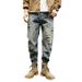 Men's Vintage Washed Distressed Straight Leg Jeans - Retro Loose Fit Casual Denim Pants For Spring & Summer_mkmklike.com