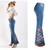 Women's Clothing Women's Denim Bell Bottom Trousers Embroidery Stitching Leopard Print Denim Women's Autumn Denim Wide Leg Trousers_mkmklike.com