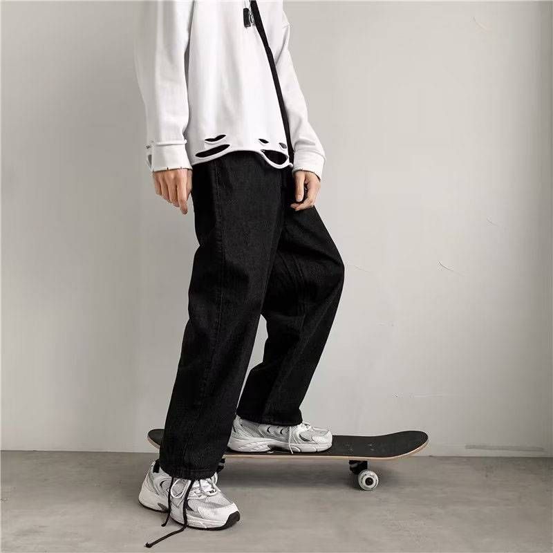 Men's Clothing Jeans Men's Hong Kong Trend Brand Straight Loose Pants Spring And Autumn American High Street Vibe Wide Leg Mopping Daddy Trousers_mkmklike.com