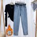 Women's High Waist Flared Jeans With Fleece Lining, Loose Fit Straight Leg, Slimming & Warm, Petite & Plus Size, Nine-Length, Retro Dad Pants_mkmklike.com