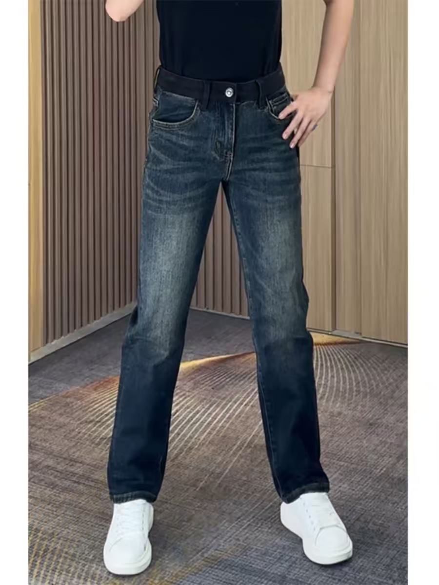 Men's Slim Straight Jeans | Stretch Comfort Fit | Classic Blue Denim Pants For Everyday Wear_mkmklike.com