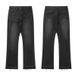 Vintage Cleanfit Distressed Jeans Retro Washed Denim Pants Fringe Hem Relaxed Straight Leg Black Grey Blue S-XL Men Women_mkmklike.com
