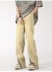 Men's Slightly Flared Loose Straight Leg Jeans High Street Style Summer Vibe Design Zipper Trousers_mkmklike.com