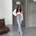 Women's Clothing Distressed High-Waisted Wide-Leg Jeans For Women – Vintage Straight-Leg Denim Pants With Raw Hem, Comfortable & Stylish Casual Wear_mkmklike.com