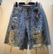 2026 Summer Clothes New Heavy Industry Diamond Beads High Waist Thin Hole Straight Five-point Pants Medium Pants_mkmklike.com