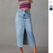 Women's sexy hot girl skirt A-line version slit slim denim skirt 2024 spring and summer_mkmklike.com