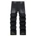 Men's Clothing Men's Straight Leg Loose Fit Jeans Black Ripped Multi Colored Yarn Plus Size Denim For Formal & Casual_mkmklike.com