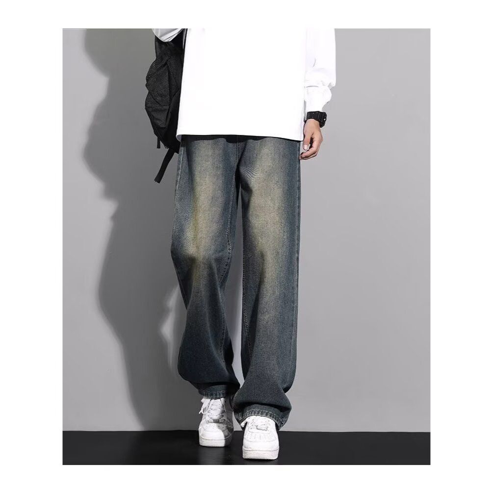 Men’s American Vintage Straight-Leg Jeans – Oversized Relaxed Fit Denim Pants For Casual & Streetwear (Retro Blue, Sizes S- To 3XL)_mkmklike.com
