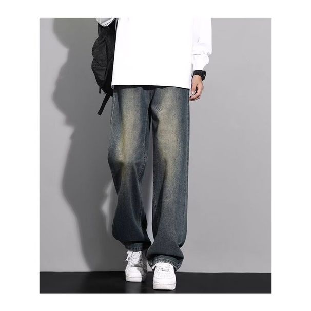 Men’s American Vintage Straight-Leg Jeans – Oversized Relaxed Fit Denim Pants For Casual & Streetwear (Retro Blue, Sizes S- To 3XL)_mkmklike.com