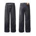 Vintage Distressed High-Waisted Straight Leg Jeans With American Streetwear Style - Trendy Ruffle & Washed Denim For Men & Women_mkmklike.com
