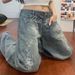 2027 Fashion American Retro Jeans Women Cotton High Waist Flowers Embroidery Washed Curved Knife Wide Legs Denim Pants_mkmklike.com