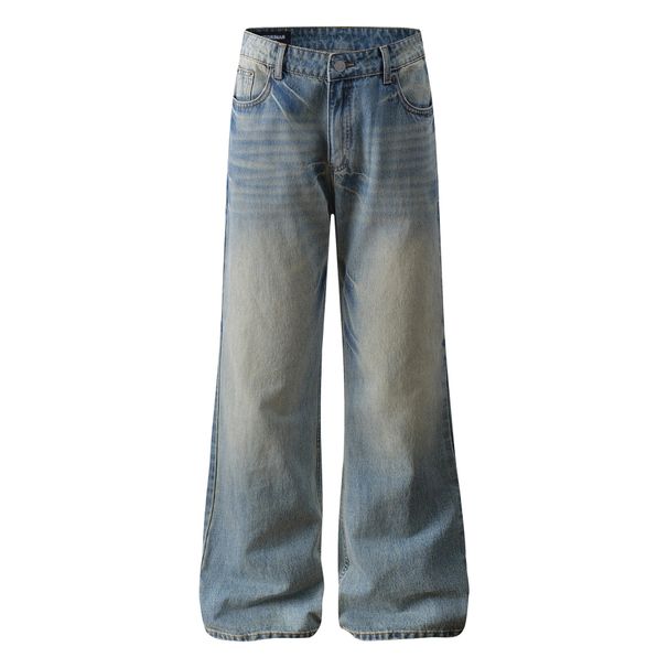 Vintage Washed Straight-Leg Jeans – Retro High Manganese Acid Wash Denim Pants With Cat Whisker & Slub Texture (Unisex, S-Xxl)_mkmklike.com