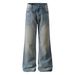 Vintage Washed Straight-Leg Jeans – Retro High Manganese Acid Wash Denim Pants With Cat Whisker & Slub Texture (Unisex, S-Xxl)_mkmklike.com