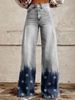 Ladies Eye‑Catching Y2k Flare Bottoms, Vintage Washed Star All‑Over Print High Waist Wide Leg Pants, Multiple Available Hues_mkmklike.com