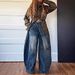 Women's Clothing Retro Vintage Washed High-Waisted Distressed Denim Jeans For Women - Retro Blue Stretch Comfort Fit Casual Streetwear (S-3XL)_mkmklike.com