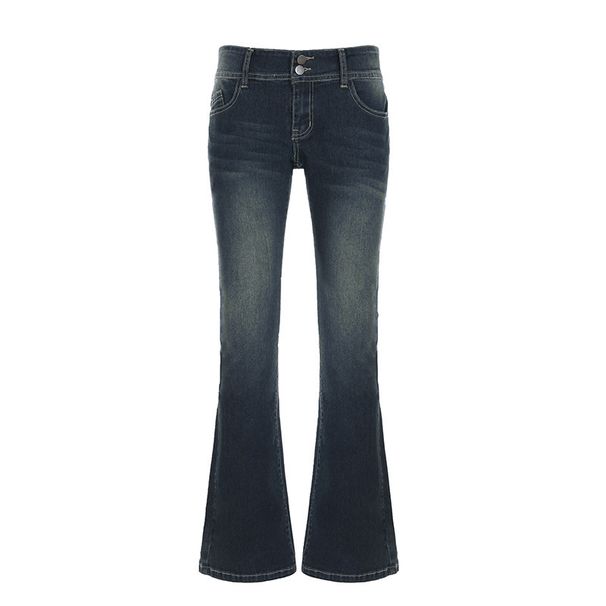 Distressed Low-Rise Flared Jeans For Women – Vintage Slim Fit, Butt-Lifting Retro Styling With Comfort Stretch_mkmklike.com