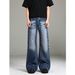 Men's Spring/Autumn Flared Jeans, Washed, Versatile, Casual, Trendy, Cool, Retro, Floor Length Pants For Students And Teenagers_mkmklike.com