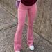 Women's Clothing New Fashion High Waist Slim Street Style Pink Hip Flared Casual Jeans_mkmklike.com